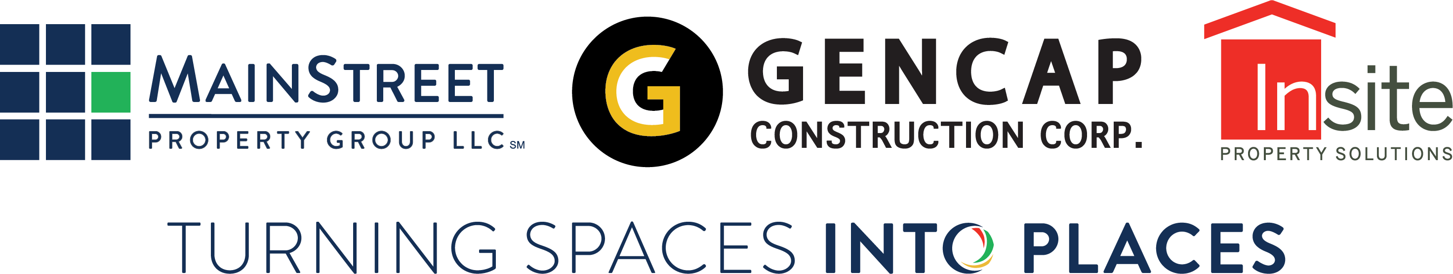 MainStreet Property Group logo, Gencap Construction logo, and Insite Property logo