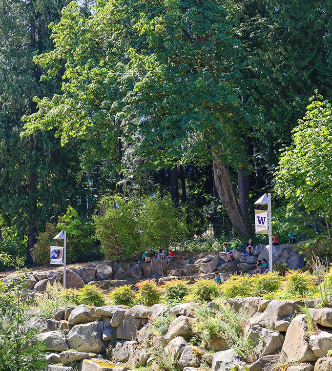Image of students on campus grounds