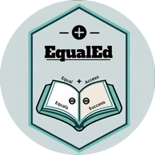 EqualEd Club logo - Open book with equal and plus icons and text, 'EqualEd; Equal plus Access Equals Success'