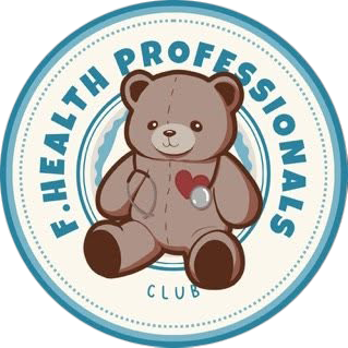 Future Healthcare Professionals logo - teddy bear wearing stethoscope illustration and text, 'F. Healthcare Professionals club'