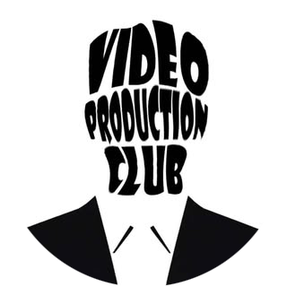 Video Production Club logo - text, 'Video Production Club' shaped like a head on suit illustration.