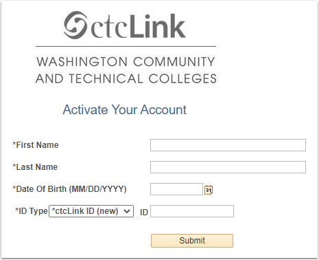 ctcLink Activate Your Account ctcLink Activate Your Account Screenshot